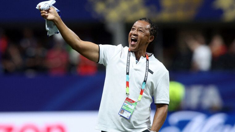 Soccer Football - FIFA World Cup 2026 - Group H - Spain v Cape Verde - Atlanta Stadium, Atlanta, Georgia, U.S. - June 15, 2026 Cape Verde coach Pedro Brito celebrates after the match IMAGN IMAGES via Reuters/Brett Davis