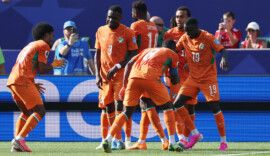 Soccer Football - FIFA World Cup 2026 - Group E - Curacao v Ivory Coast - Philadelphia Stadium, Philadelphia, Pennsylvania, U.S. - June 25, 2026 Ivory Coast's Nicolas Pepe celebrates scoring their second goal with teammates IMAGN IMAGES via Reuters/Bill Streicher