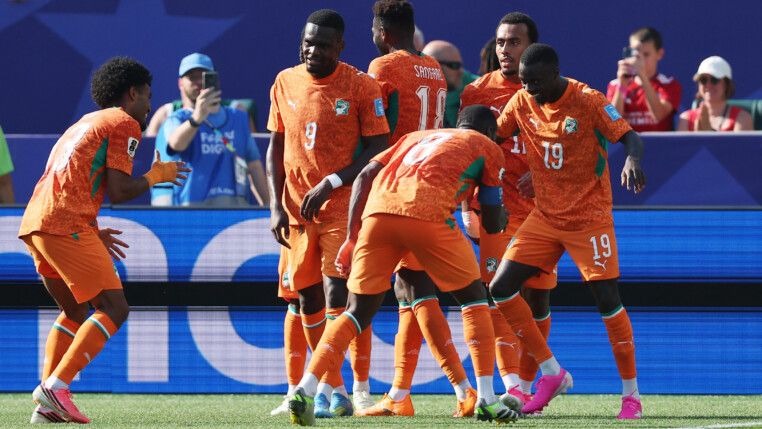 Soccer Football - FIFA World Cup 2026 - Group E - Curacao v Ivory Coast - Philadelphia Stadium, Philadelphia, Pennsylvania, U.S. - June 25, 2026 Ivory Coast's Nicolas Pepe celebrates scoring their second goal with teammates IMAGN IMAGES via Reuters/Bill Streicher
