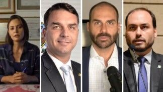 Michelle, Flávio, Eduardo e Carlos Bolsonaro