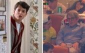 O ator Matthew Broderick assistindo o jogo do Brasil, e atrás dele uma camisa do São Paulo
