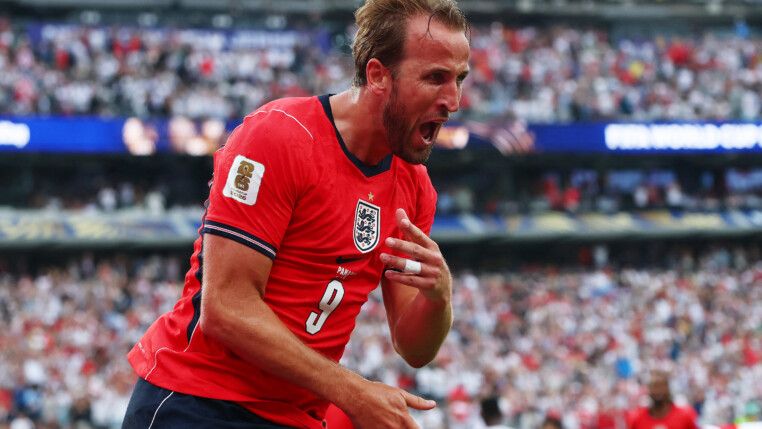 Soccer Football - FIFA World Cup 2026 - Group L - Panama v England - New York/New Jersey Stadium, East Rutherford, New Jersey, U.S. - June 27, 2026 England's Harry Kane celebrates scoring their second goal IMAGN IMAGES via Reuters/Vincent Carchietta