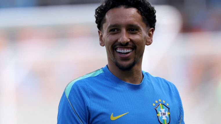 Soccer Football - FIFA World Cup 2026 - Brazil Training - Houston Dash & Dynamo Stadium, Houston, Texas, U.S. - June 28, 2026 Brazil's Marquinhos during training IMAGN IMAGES via Reuters/Troy Taormina