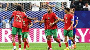 Soccer Football - FIFA World Cup 2026 - Group C - Morocco v Haiti - Atlanta Stadium, Atlanta, Georgia, U.S. - June 24, 2026 Morocco's Ismael Saibari celebrates scoring their second goal with Redouane Halhal REUTERS/Bernadett Szabo