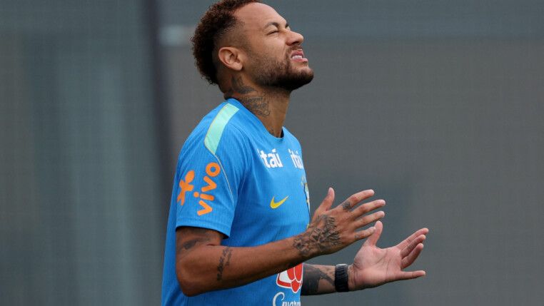 Soccer Football - FIFA World Cup 2026 - Brazil Training - Columbia Park Training Facility, Morristown, New Jersey, U.S. - June 22, 2026 Brazil's Neymar Jr. during training IMAGN IMAGES via Reuters/Vincent Carchietta