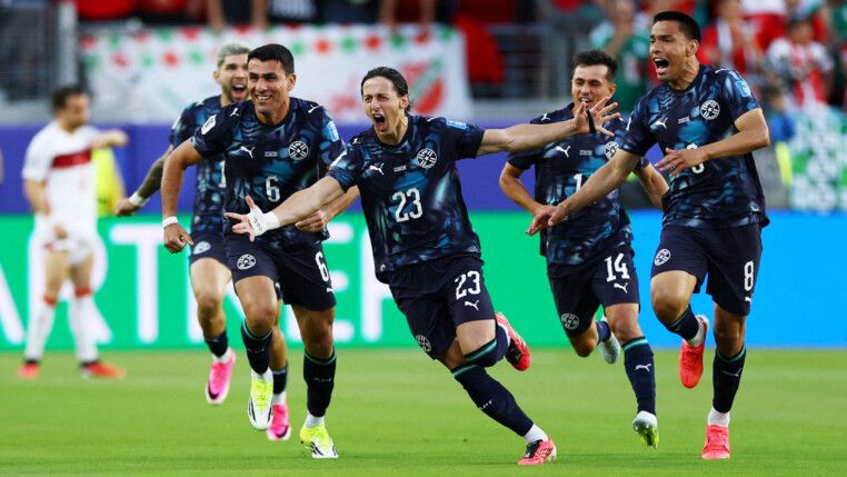 Soccer Football - FIFA World Cup 2026 - Group D - Turkey v Paraguay - San Francisco Bay Area Stadium, Santa Clara, California, U.S. - June 19, 2026 Paraguay's Matias Galarza celebrates scoring their first goal REUTERS/Carlos Barria TPX IMAGES OF THE DAY