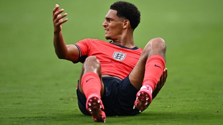 Soccer Football - FIFA World Cup 2026 - Group L - Panama v England - New York/New Jersey Stadium, East Rutherford, New Jersey, U.S. - June 27, 2026 England's Jarell Quansah reacts REUTERS/Dylan Martinez