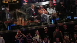 U.S. President Donald Trump and James Dolan attend Game 3 of the NBA playoffs at Madison Square Garden in New York City, New York, U.S., June 8, 2026. REUTERS/Nathan Howard
