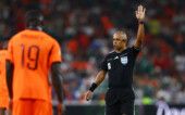 Soccer Football - FIFA World Cup 2026 - Round of 32 - Netherlands v Morocco - Estadio Monterrey, Monterrey, Mexico - June 29, 2026 Referee Wilton Sampaio reacts REUTERS/Daniel Becerril