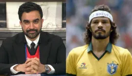 Zohran Mamdani, prefeito de Nova York, e o ex-jogador Sócrates