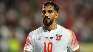 O atacante Mousa Al-Tamari, da Jordânia, durante a partida da Copa contra a Áustria, em Santa Clara