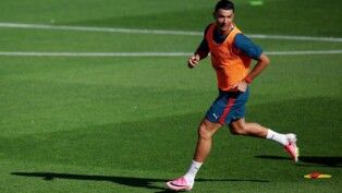 Cristiano Ronaldo em treino de Portugal