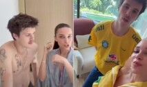 Cruz Beckham e namorada brasileira