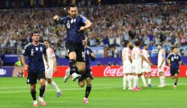 Soccer Football - FIFA World Cup 2026 - Group J - Jordan v Argentina - Dallas Stadium, Arlington, Texas, U.S. - June 27, 2026 Argentina's Lionel Messi celebrates scoring their third goal REUTERS/Hannah Mckay