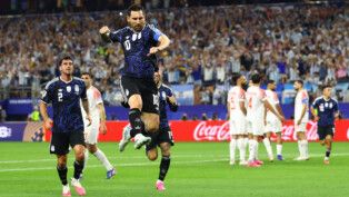Soccer Football - FIFA World Cup 2026 - Group J - Jordan v Argentina - Dallas Stadium, Arlington, Texas, U.S. - June 27, 2026 Argentina's Lionel Messi celebrates scoring their third goal REUTERS/Hannah Mckay