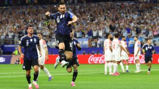 Soccer Football - FIFA World Cup 2026 - Group J - Jordan v Argentina - Dallas Stadium, Arlington, Texas, U.S. - June 27, 2026 Argentina's Lionel Messi celebrates scoring their third goal REUTERS/Hannah Mckay