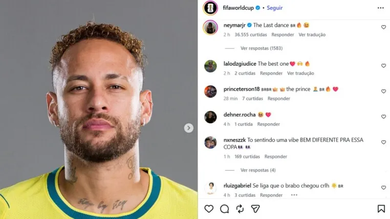 Postagem da Fifa sobre Neymar