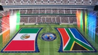 Simulação da abertura da Copa entre México e África do Sul
