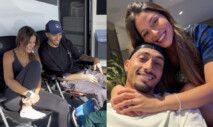Raphinha e a mulher Natalia Belloli em motorhome