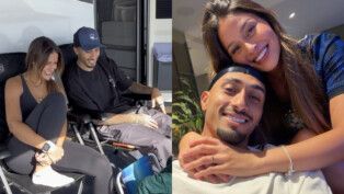 Raphinha e a mulher Natalia Belloli em motorhome