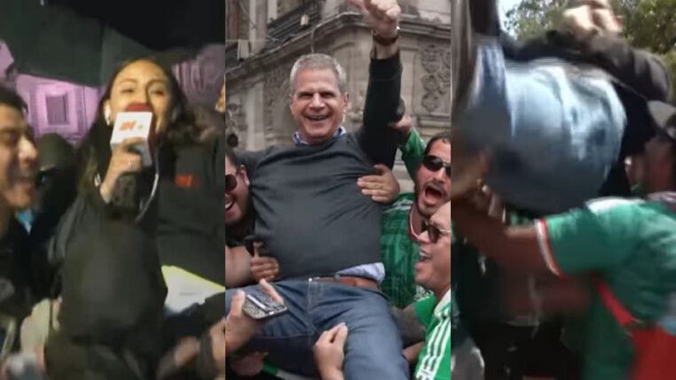 Torcida mexicana faz repórteres "voarem" em comemoração viral na Copa do Mundo