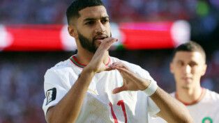 Saibari comemora gol de Marrocos contra a Escócia na Copa do Mundo 2026