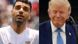 O atacante do Irã, Taremi, e o presidente dos Estados Unidos, Donald Trump