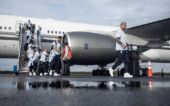 Seleção do Uruguai durante desembarque Seleção do Uruguai durante desembarque