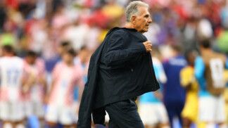 Croácia x Gana — Estádio da Filadélfia, Filadélfia, Pensilvânia, EUA — 27/06/2026. O técnico de Gana, Carlos Queiroz, reage após a partida.