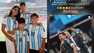 Antonela Roccuzzo, esposa de Lionel Messi, e os filhos Thiago, Mateo e Ciro