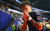 Soccer Football - FIFA World Cup 2026 - Semi Final - England v Argentina - Atlanta Stadium, Atlanta, Georgia, U.S. - July 15, 2026 Argentina's Enzo Fernandez celebrates after Lautaro Martinez scores their second goal REUTERS/Agustin Marcarian
