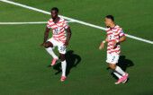 Soccer Football - FIFA World Cup 2026 - Round of 32 - United States v Bosnia and Herzegovina - San Francisco Bay Area Stadium, Santa Clara, California, U.S. - July 1, 2026 Folarin Balogun of the U.S. celebrates scoring their first goal with Sergino Dest REUTERS/Pedro Nunes