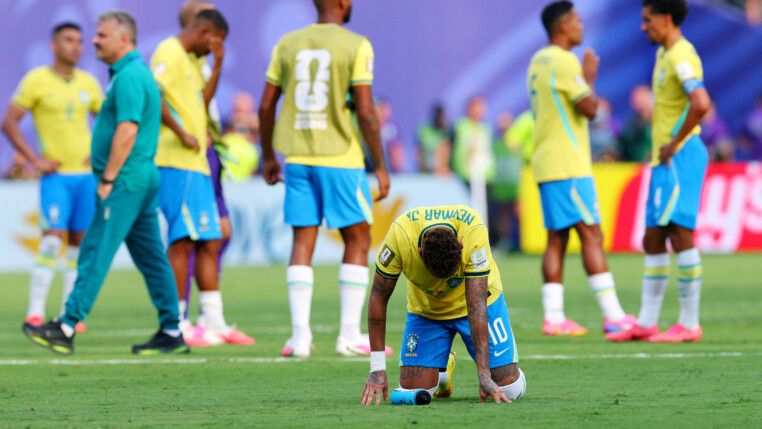 Soccer Football - FIFA World Cup 2026 - Round of 16 - Brazil v Norway - New York New Jersey Stadium, East Rutherford, New Jersey, U.S. - July 5, 2026 Brazil's Neymar Jr. looks dejected after the match as Brazil are eliminated from the World Cup REUTERS/Mike Segar