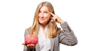 senior beautiful woman with a brain