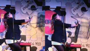 Comediante Fernanda Arantes leva cadeirada durante show de stand up em Florianópolis