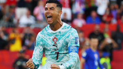 Soccer Football - FIFA World Cup 2026 - Round of 32 - Portugal v Croatia - Toronto Stadium, Toronto, Canada - July 2, 2026 Portugal's Cristiano Ronaldo celebrates scoring their first goal REUTERS/Mike Segar