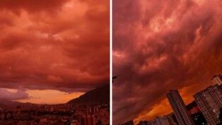 Céu de Caracas fica vermelho após terremotos deixarem destruição na Venezuela