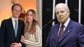 Dom Rafael e Margherita delle Piane; à direita, Dom Bertrand de Orleans e Bragança