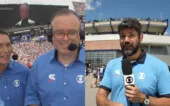 Ana Thaís Matos e Everaldo Marques; à direita, Marcelo Courrege