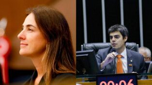 A imagem mostra a vereadora e atual vice-presidente da Câmara de BH, Fernanda Pereira Altoé, e também o ex-deputado federal por Minas, Tiago Mitraud.