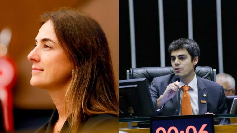 A imagem mostra a vereadora e atual vice-presidente da Câmara de BH, Fernanda Pereira Altoé, e também o ex-deputado federal por Minas, Tiago Mitraud.