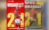 Capa de 2026 e capa de 1998 do tabloide norueguês VG