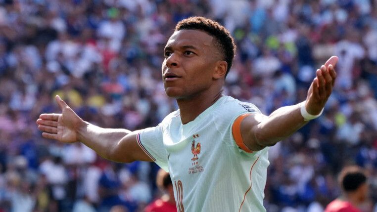 Soccer Football - FIFA World Cup 2026 - Quarter Final - France v Morocco - Boston Stadium, Foxborough, Massachusetts, U.S. - July 9, 2026 France's Kylian Mbappe celebrates scoring their first goal IMAGN IMAGES via Reuters/David Butler Ii