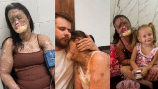 Káh Felipe, influenciadora com doença rara, ao lado do marido e da filha