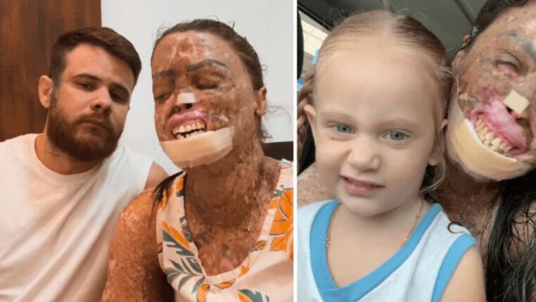 Káh Felipe, influenciadora com doença rara, ao lado do marido e da filha