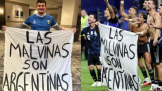 Faixa "Las Malvinas son argentinas"