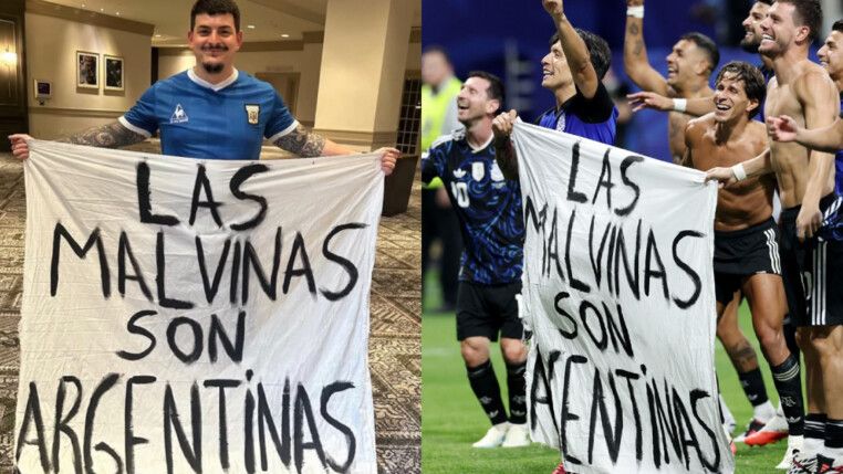 Faixa "Las Malvinas son argentinas"