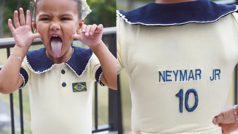 Mel, filha de Neymar e Bruna Biancardi, imita comemoração do pai