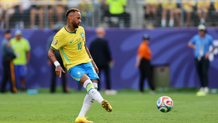 Soccer Football - FIFA World Cup 2026 - Round of 16 - Brazil v Norway - New York New Jersey Stadium, East Rutherford, New Jersey, U.S. - July 5, 2026 Brazil's Neymar scores their first goal from the penalty spot IMAGN IMAGES via Reuters/Caean Couto
