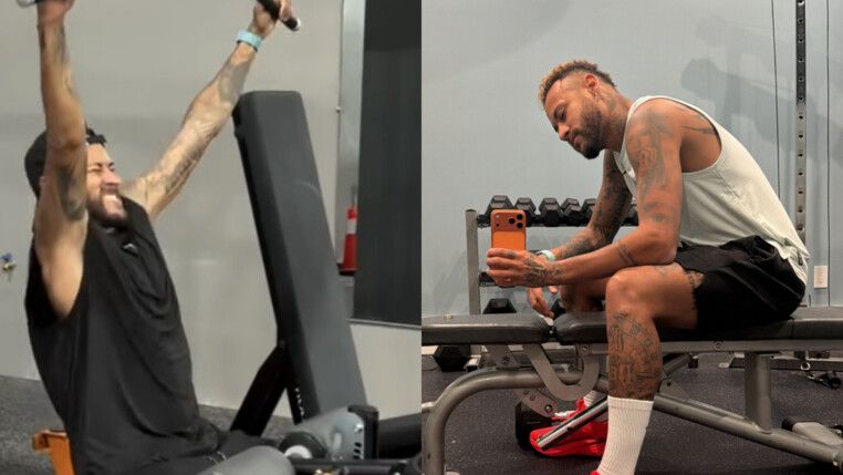 Neymar treina na academia antes de retornar ao Brasil